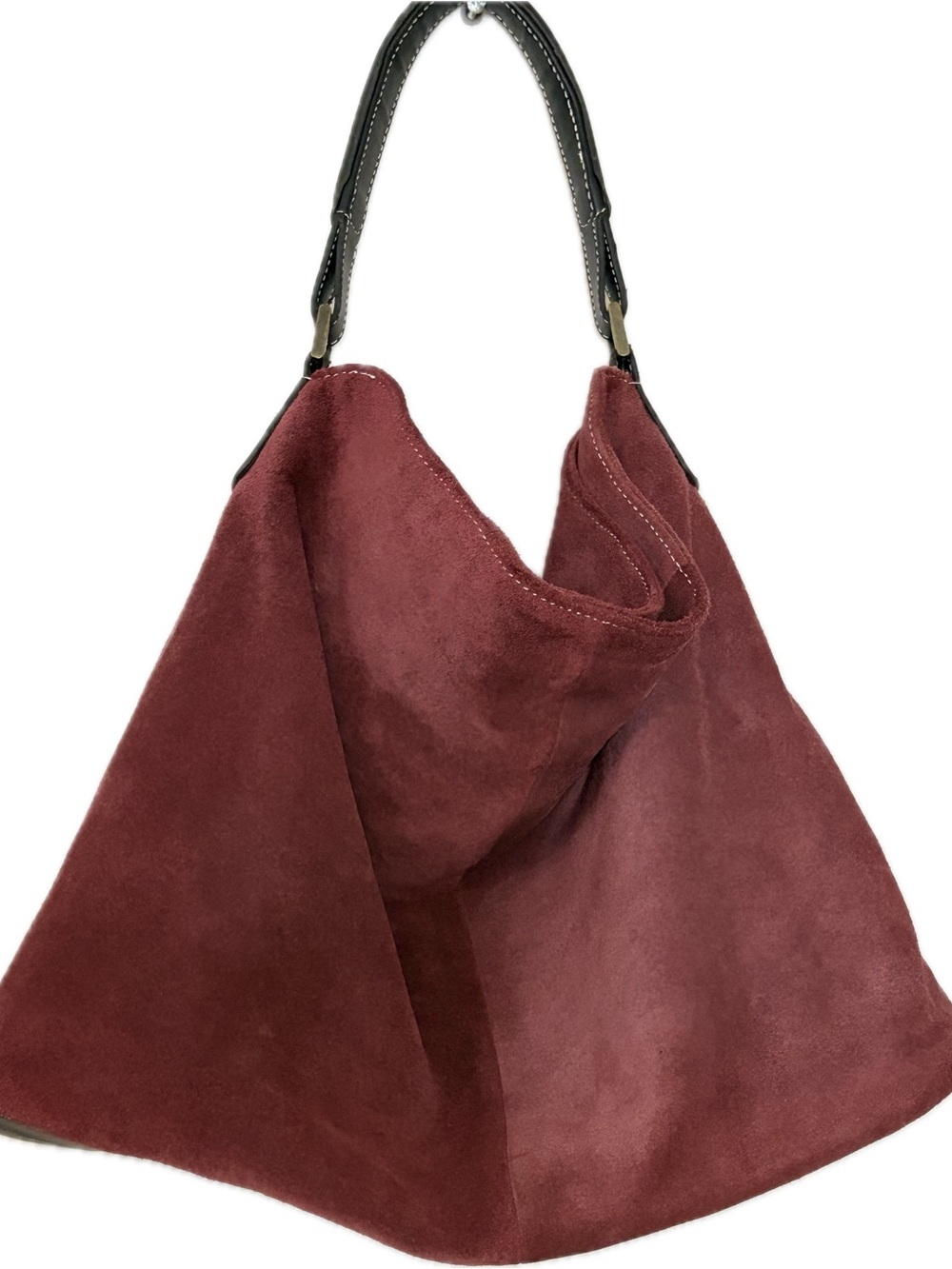 Mundi Suede & Leather Burgundy Hobo Bag